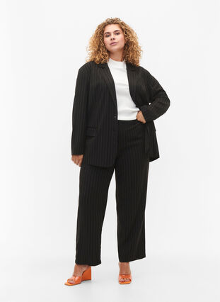 Trousers with pinstripes, Black W. Pinstripe, Model image number 0