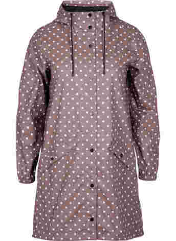 Hooded polka dot rain jacket
