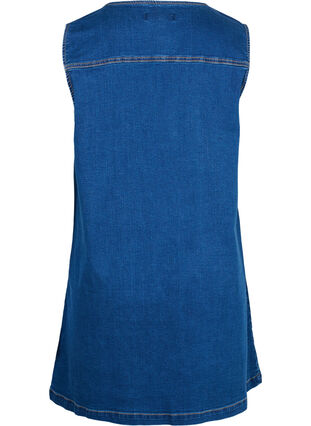 Denim pinafore dress with buttons, Dark blue denim, Packshot image number 1