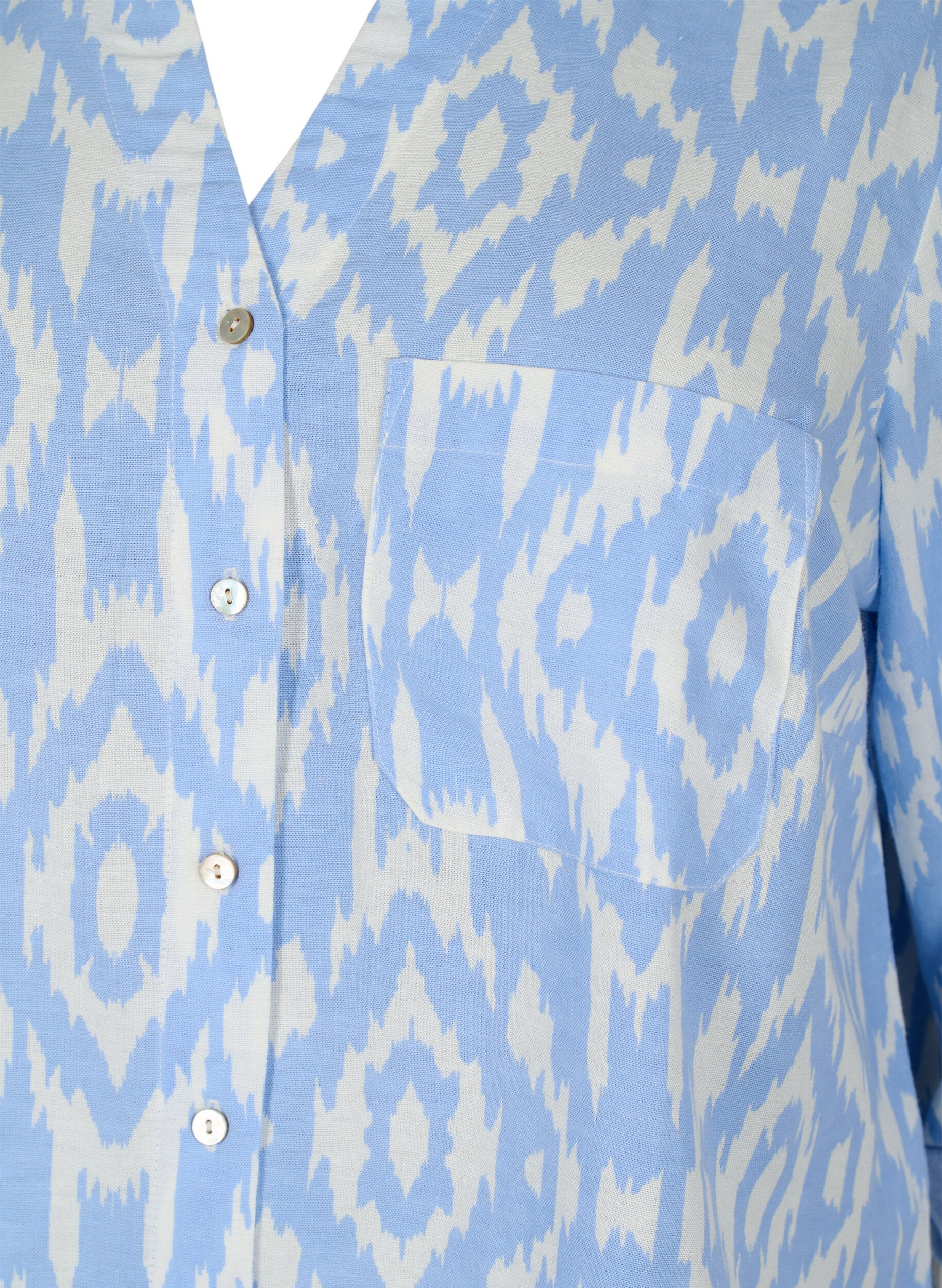 Zizzifashion Patterned shirt with linen, Serenity AOP, Packshot image number 2