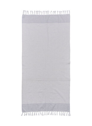 Striped Towels with fringes, Light Grey Melange, Packshot image number 1