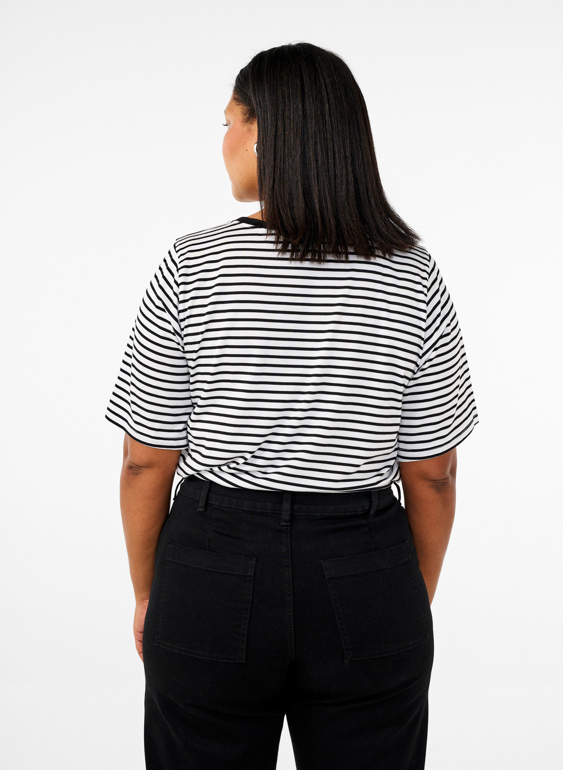 ZizzifashionT-shirt with TENCEL&trade; Lyocell and stripes, White, Model image number 1