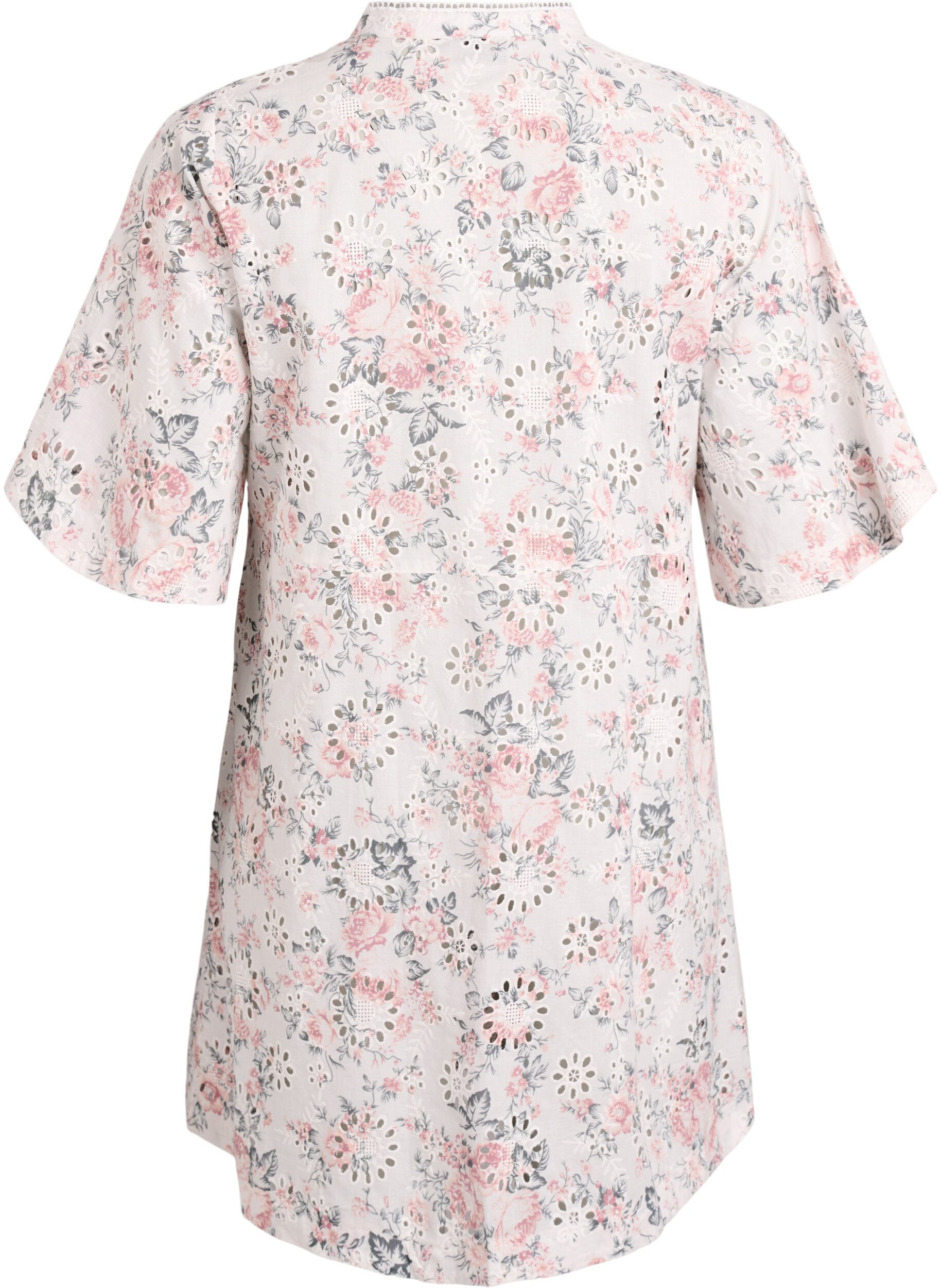 ZizzifashionCotton dress with floral print and broderie anglaise, Vanilla, Packshot image number 1