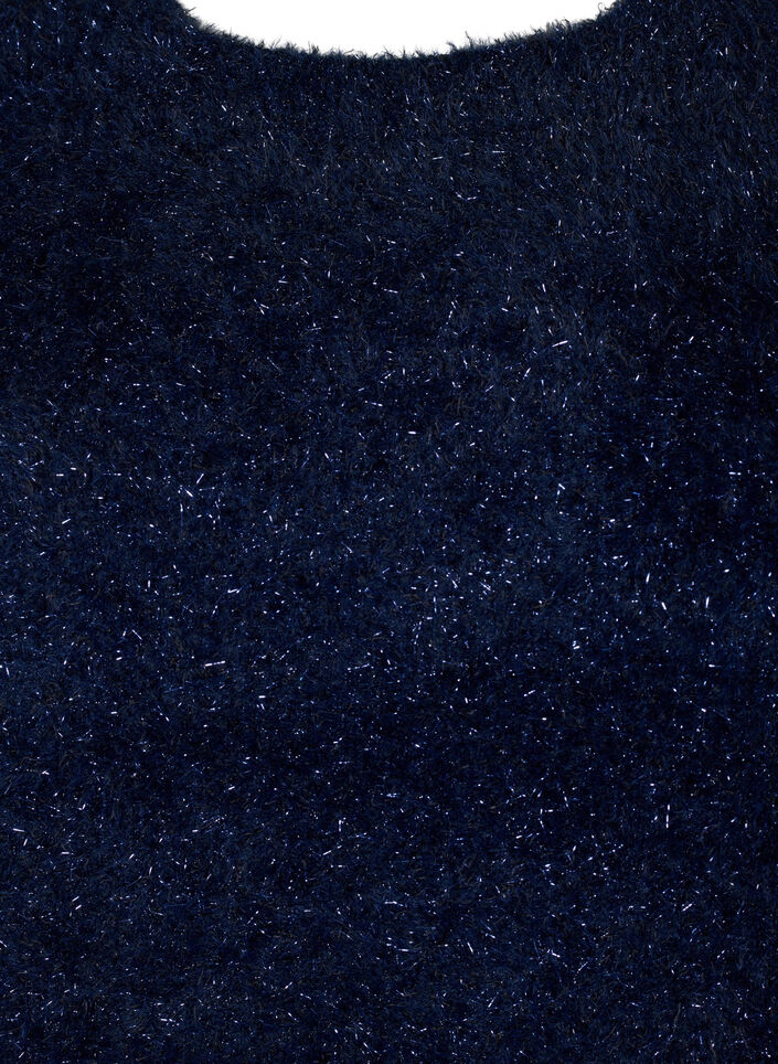 Knitted blouse with glitter thread, Blue, Packshot image number 2