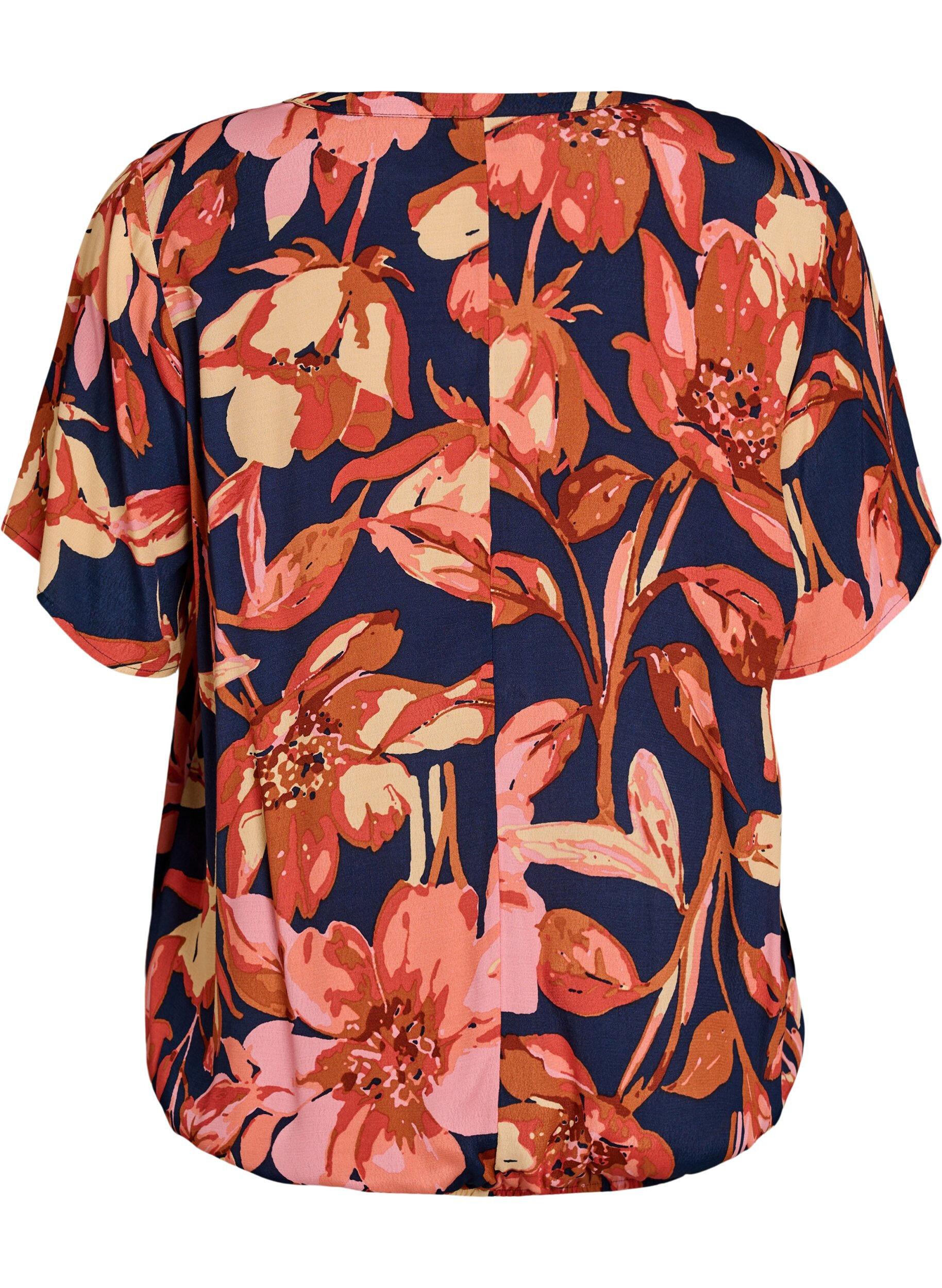 Zizzifashion Viscose blouse with floral print and short sleeves, 9990, Packshot image number 1