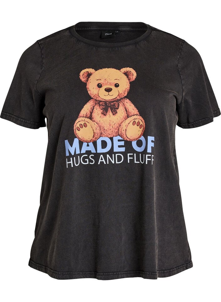 Organic cotton graphic T-shirt, Black, Packshot image number 0