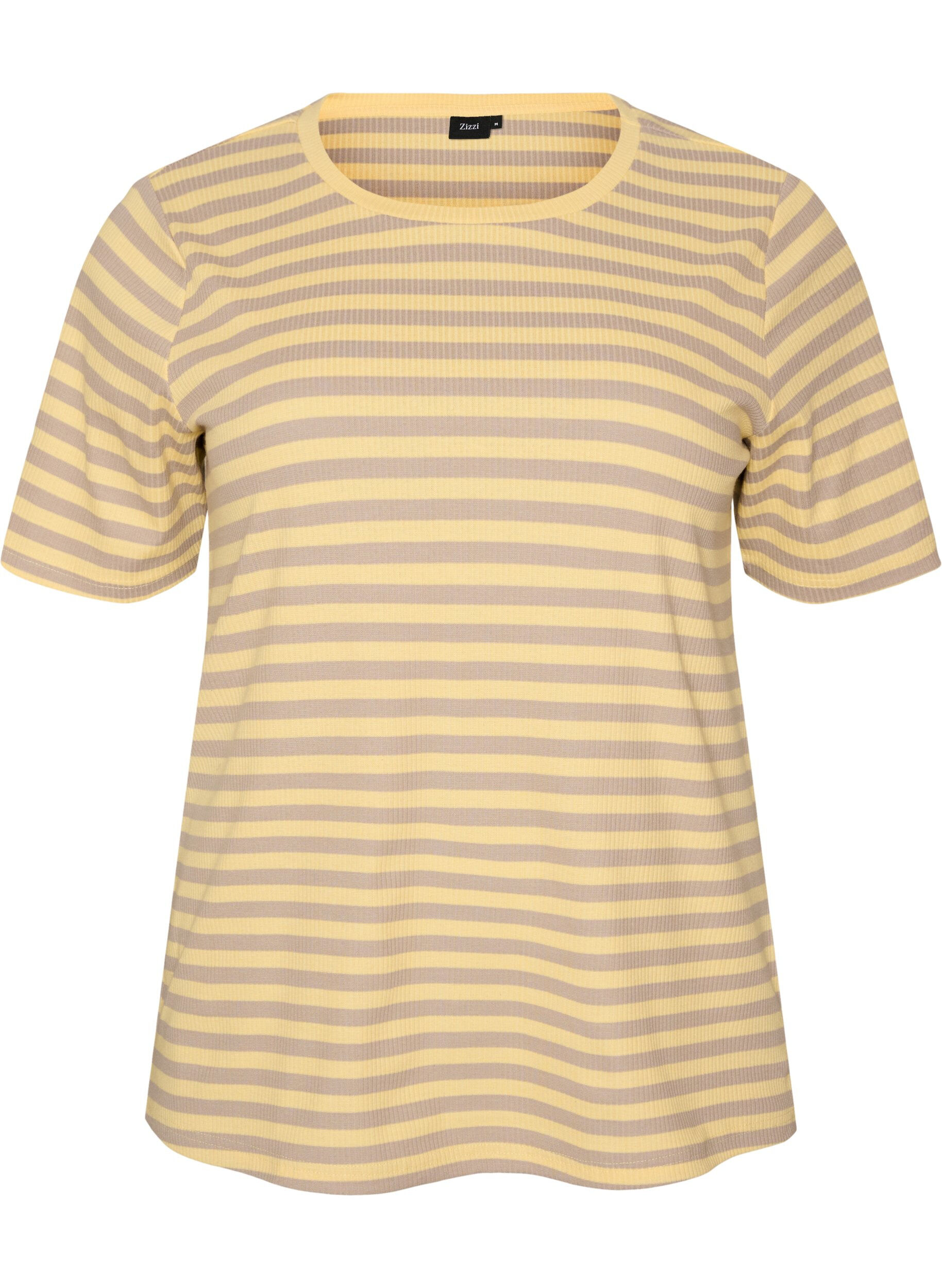 ZizzifashionStriped T-shirt with ribbed texture, Yellow, Packshot image number 0
