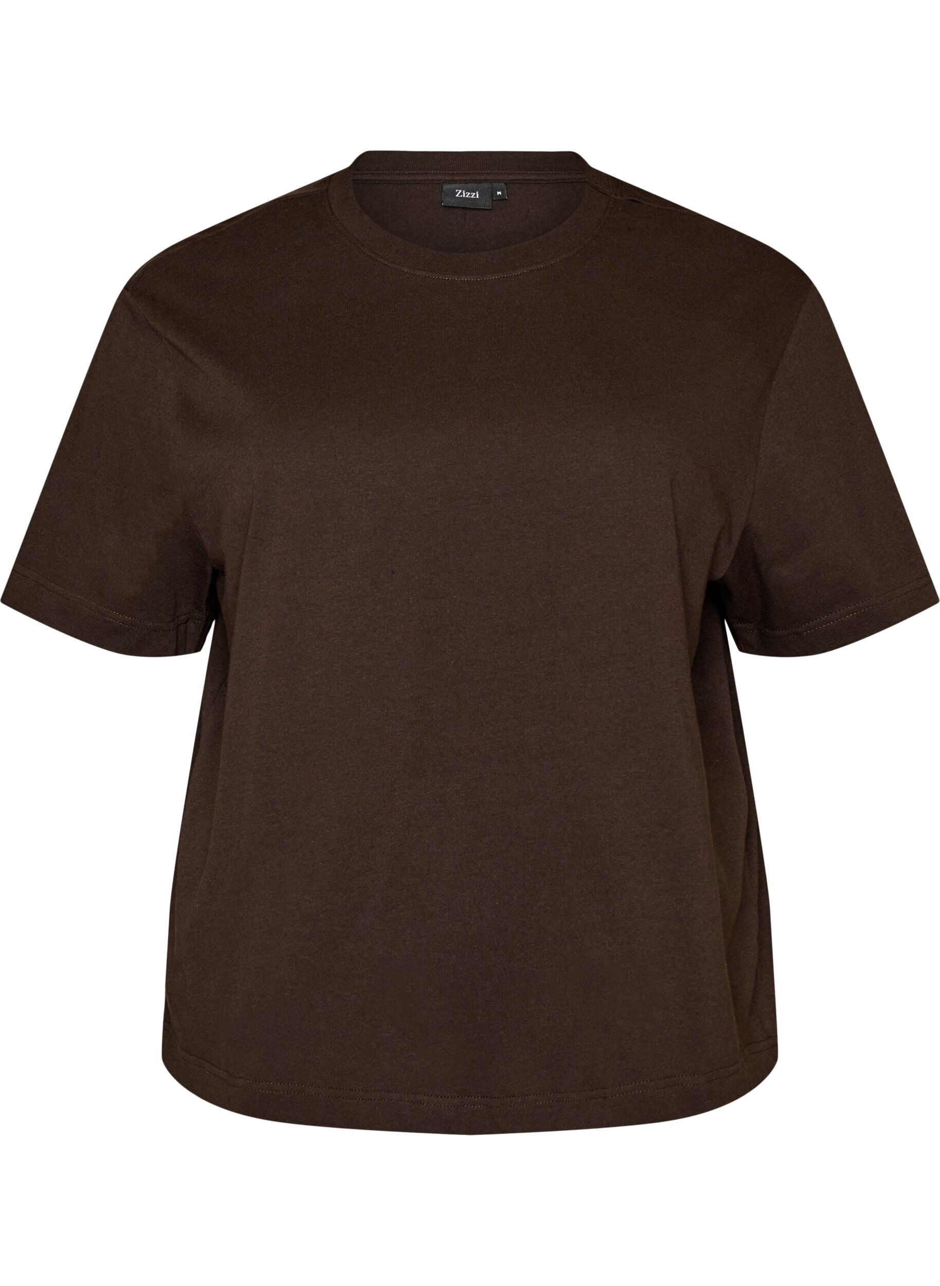 ZizzifashionBoxy cotton T-shirt, Brown, Packshot image number 0