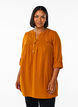Cotton muslin tunic with broderie anglaise, Orange, Model image number 0