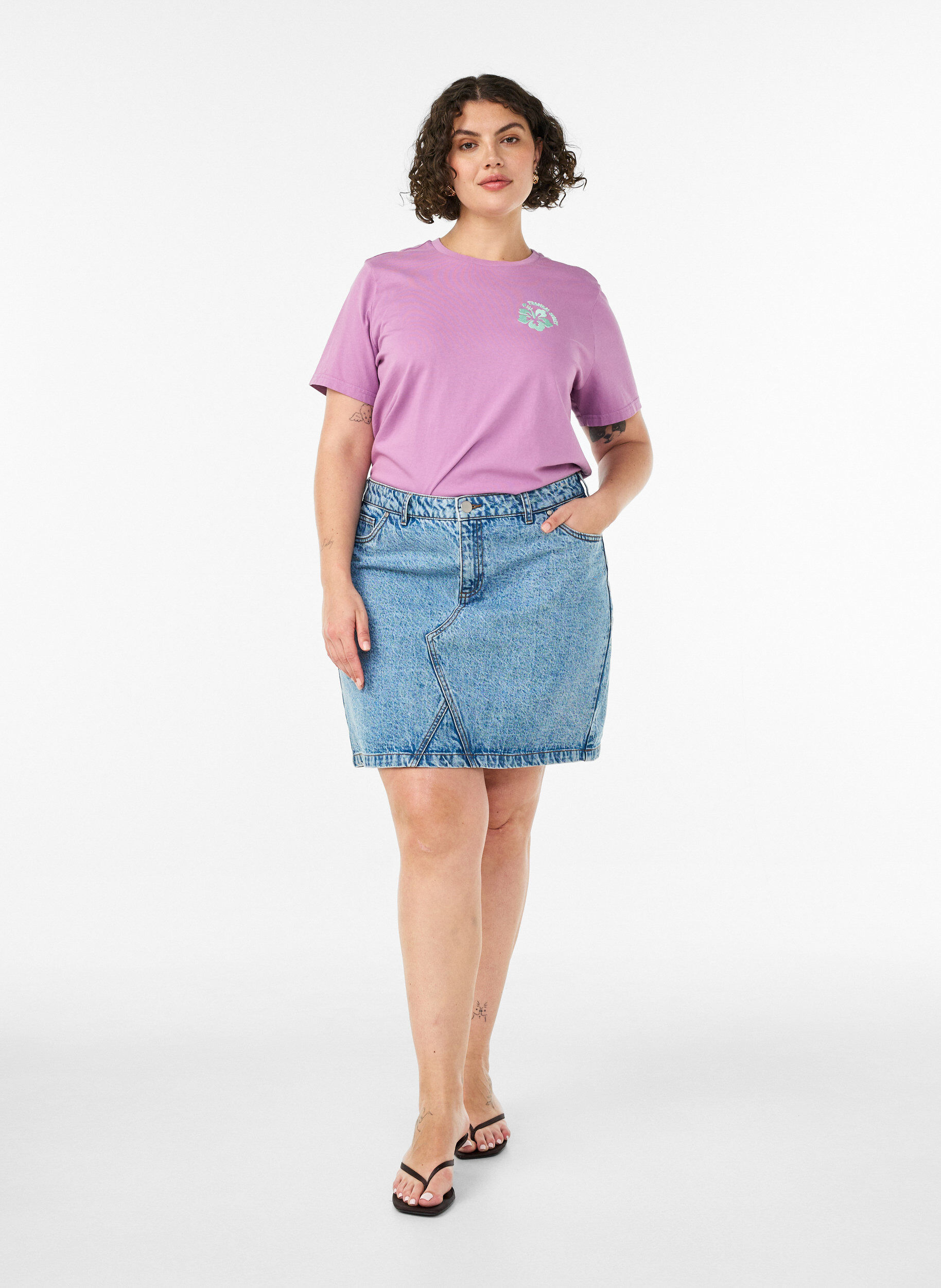 ZizzifashionOrganic cotton T-shirt with back print, Rose, Model image number 1