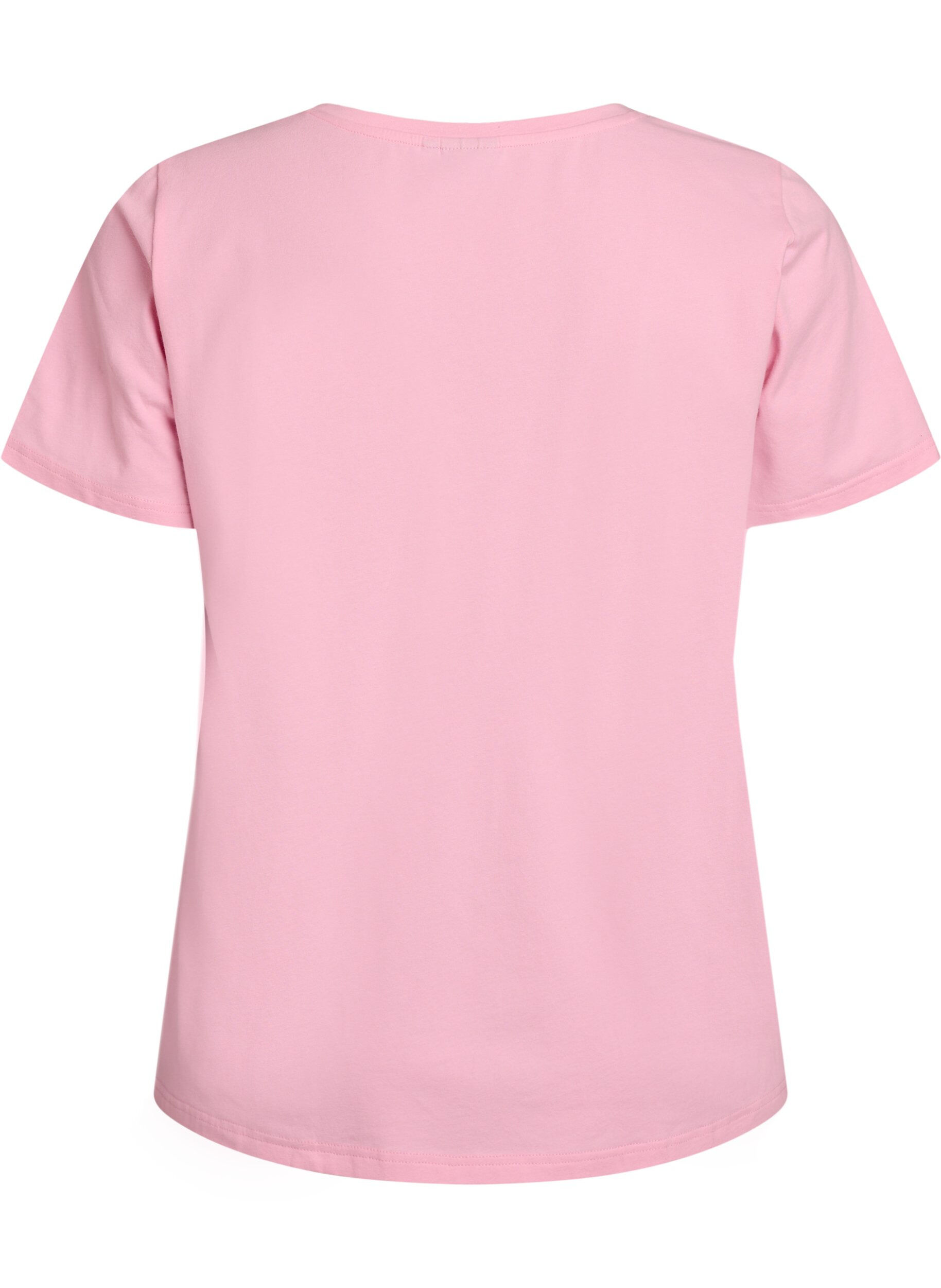 Zizzifashion Solid coloured basic t-shirt in cotton, Rose, Packshot image number 1