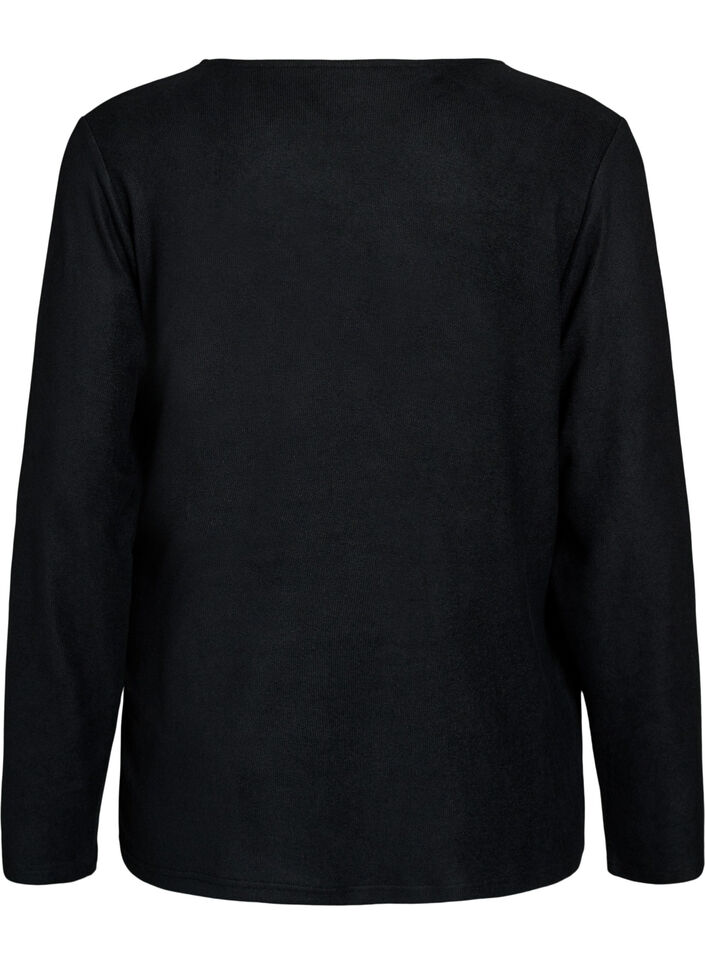 Jersey wrap blouse with a tie-fastening, Black, Packshot image number 1