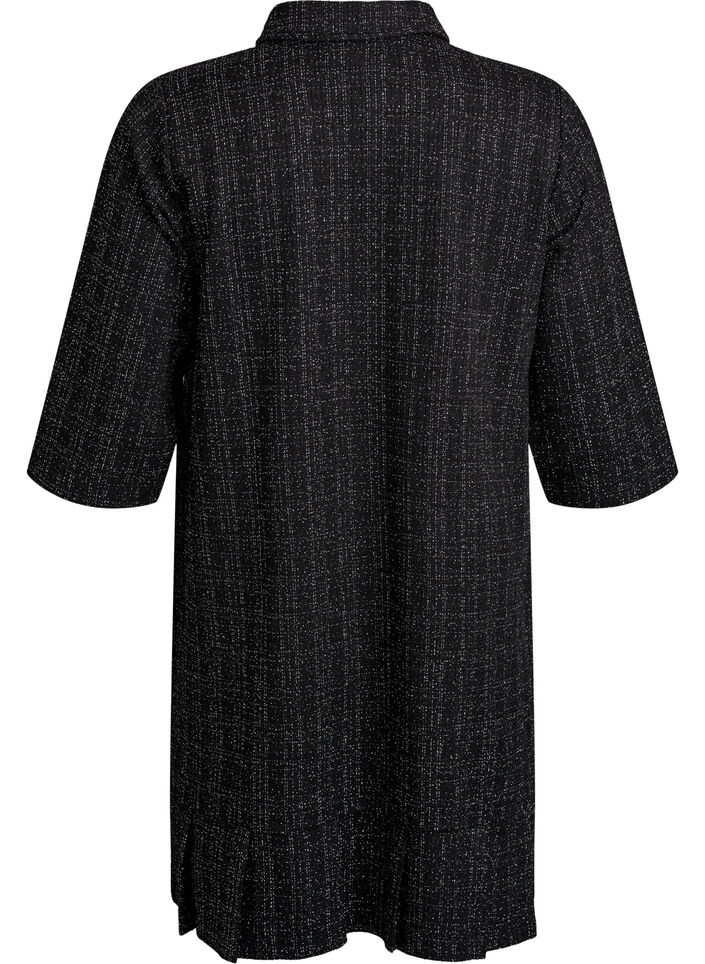 Short bouclé dress with decorative buttons, Black, Packshot image number 1