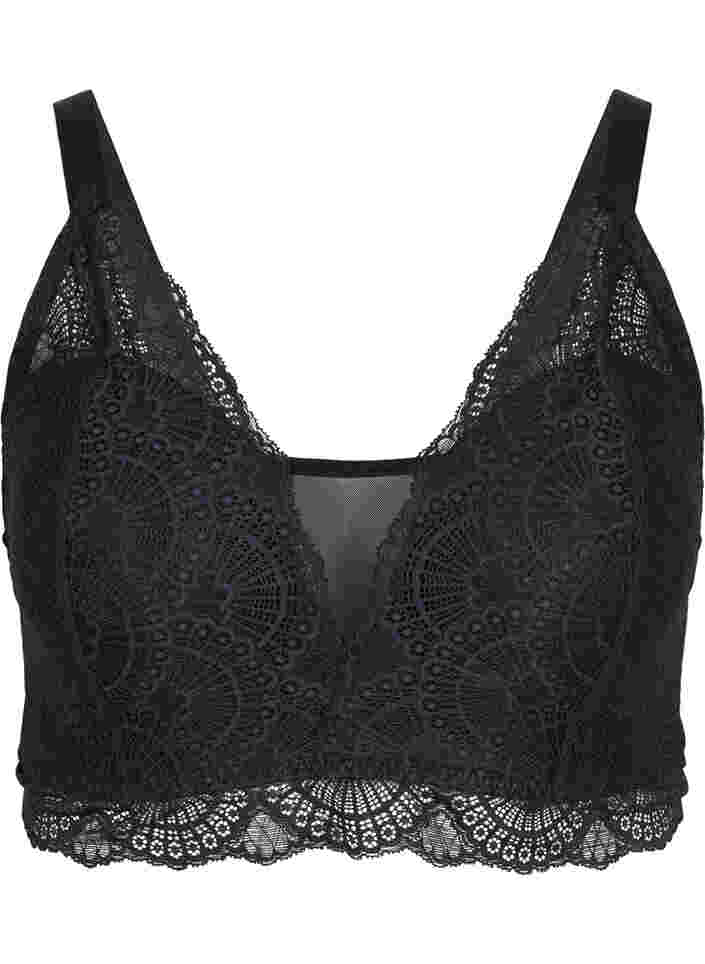 Lightly padded lace bra with mesh, Black, Packshot image number 0