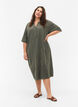 FLASH - Short sleeved midi dress in cotton, Balsam Green, Model image number 0