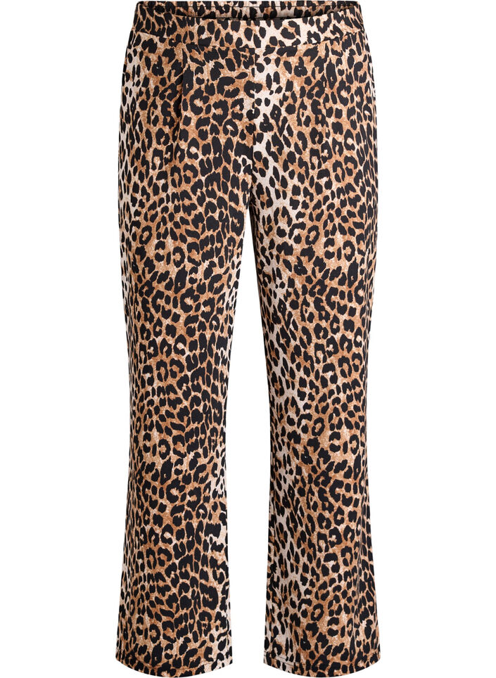 Leopard print straight-leg trousers, Brown, Packshot image number 0