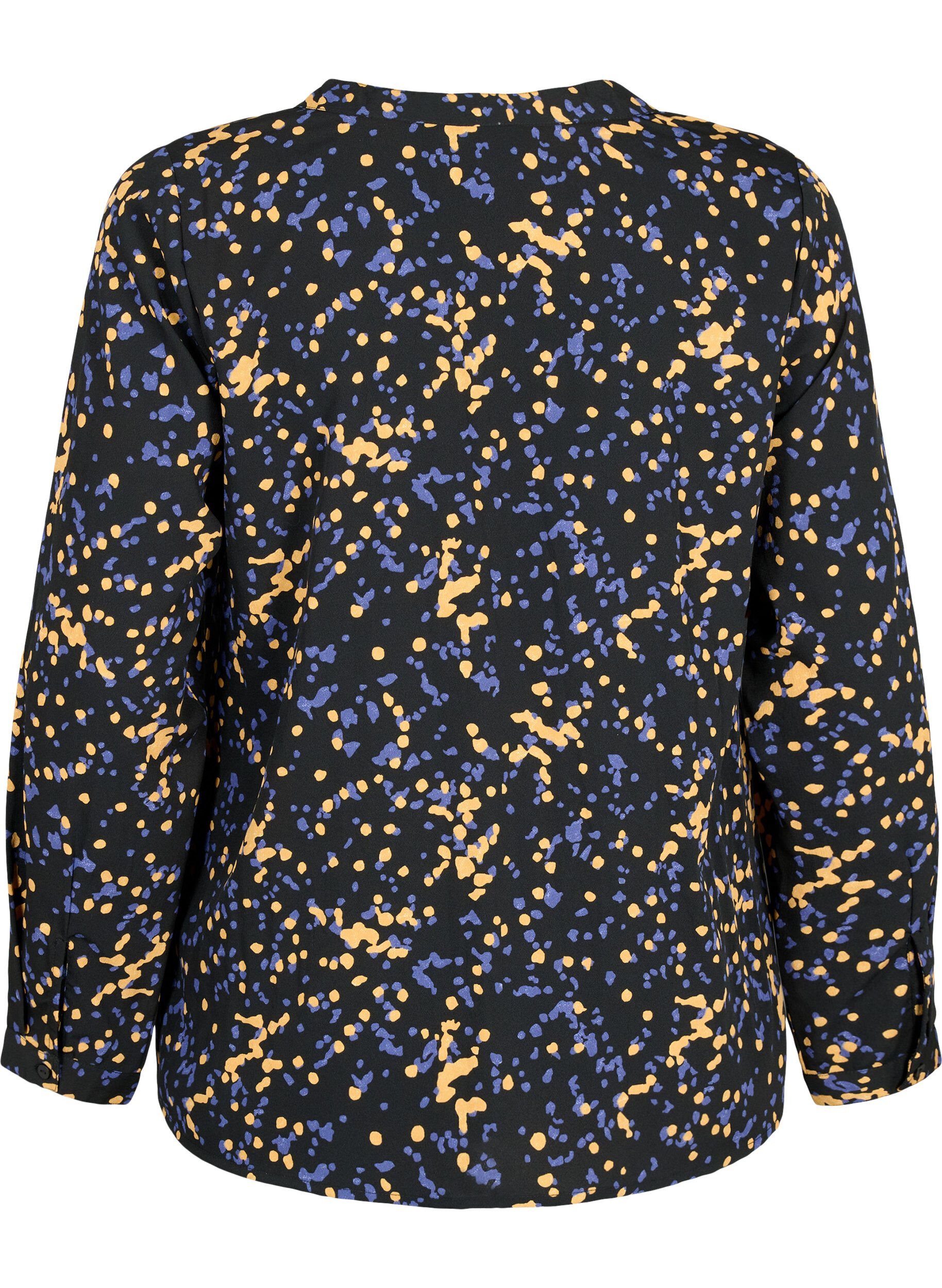 Zizzifashion FLASH - Long sleeve blouse with print, Black Splash AOP, Packshot image number 1