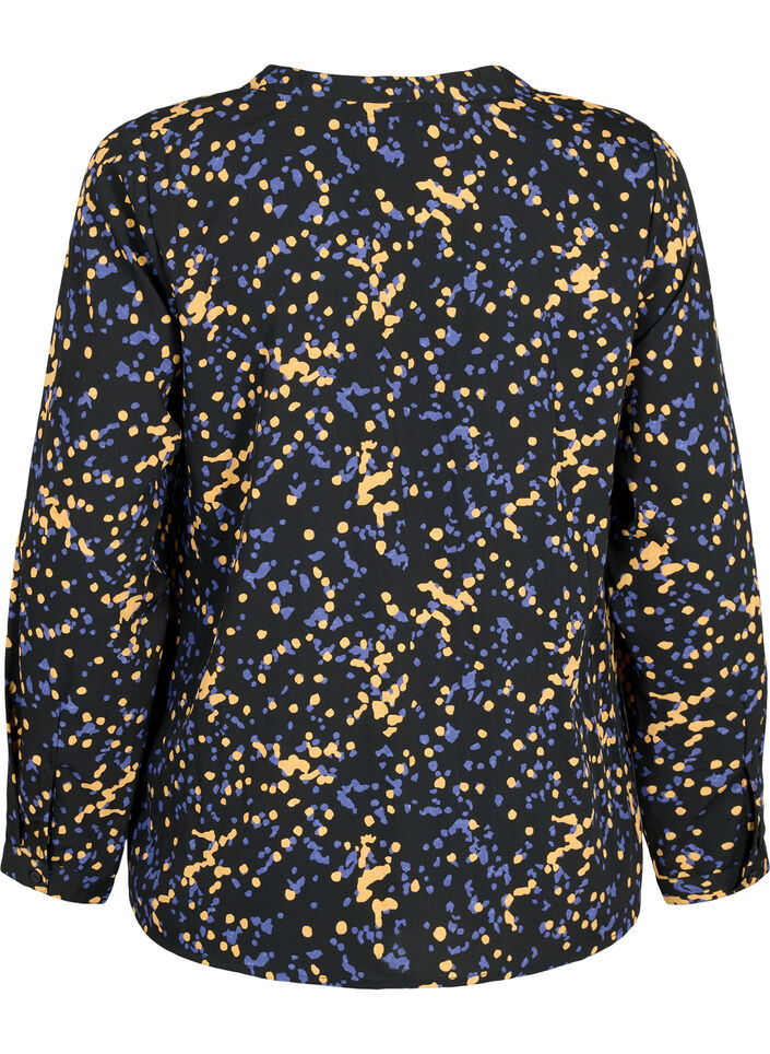 FLASH - Long sleeve blouse with print, Black Splash AOP, Packshot image number 1