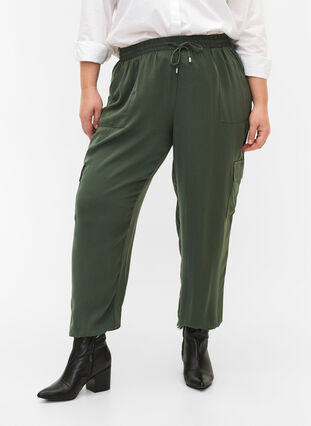 Trousers with cargo pockets, Thyme, Model image number 2