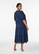 Textured cotton midi dress with crochet details, Blue, Model image number 1