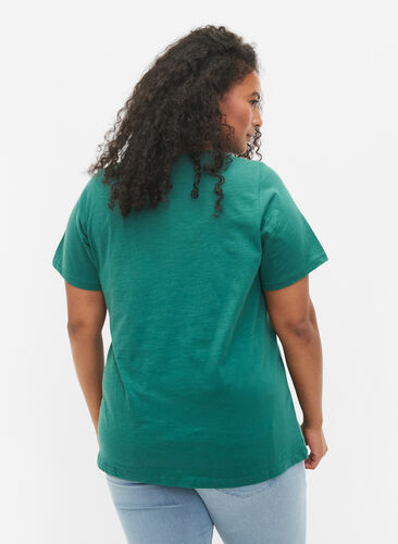 Basics cotton t-shirt 2-pack, Antique Green/Black, Model image number 1