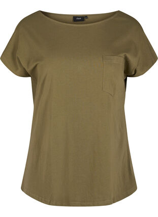 Organic cotton t-shirt with breast pocket, Ivy Green, Packshot image number 0