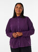 Fleece top with zipper and high collar, Purple, Model image number 0