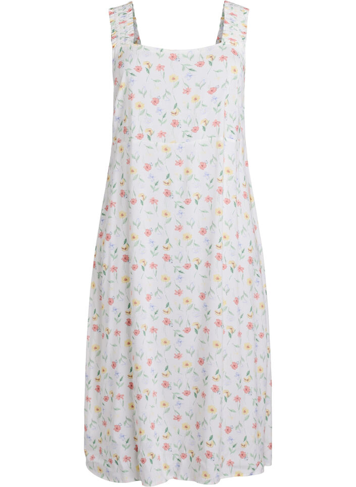 Summer dress with wide straps, White, Packshot image number 0