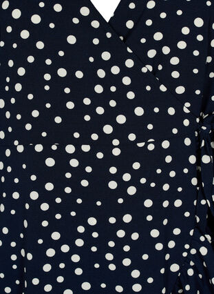 Printed wrap dress with short sleeves, Night Sky Dot, Packshot image number 2