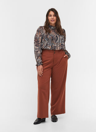 Classic trousers with button fastening and pockets, Tortoise Shell, Model image number 0