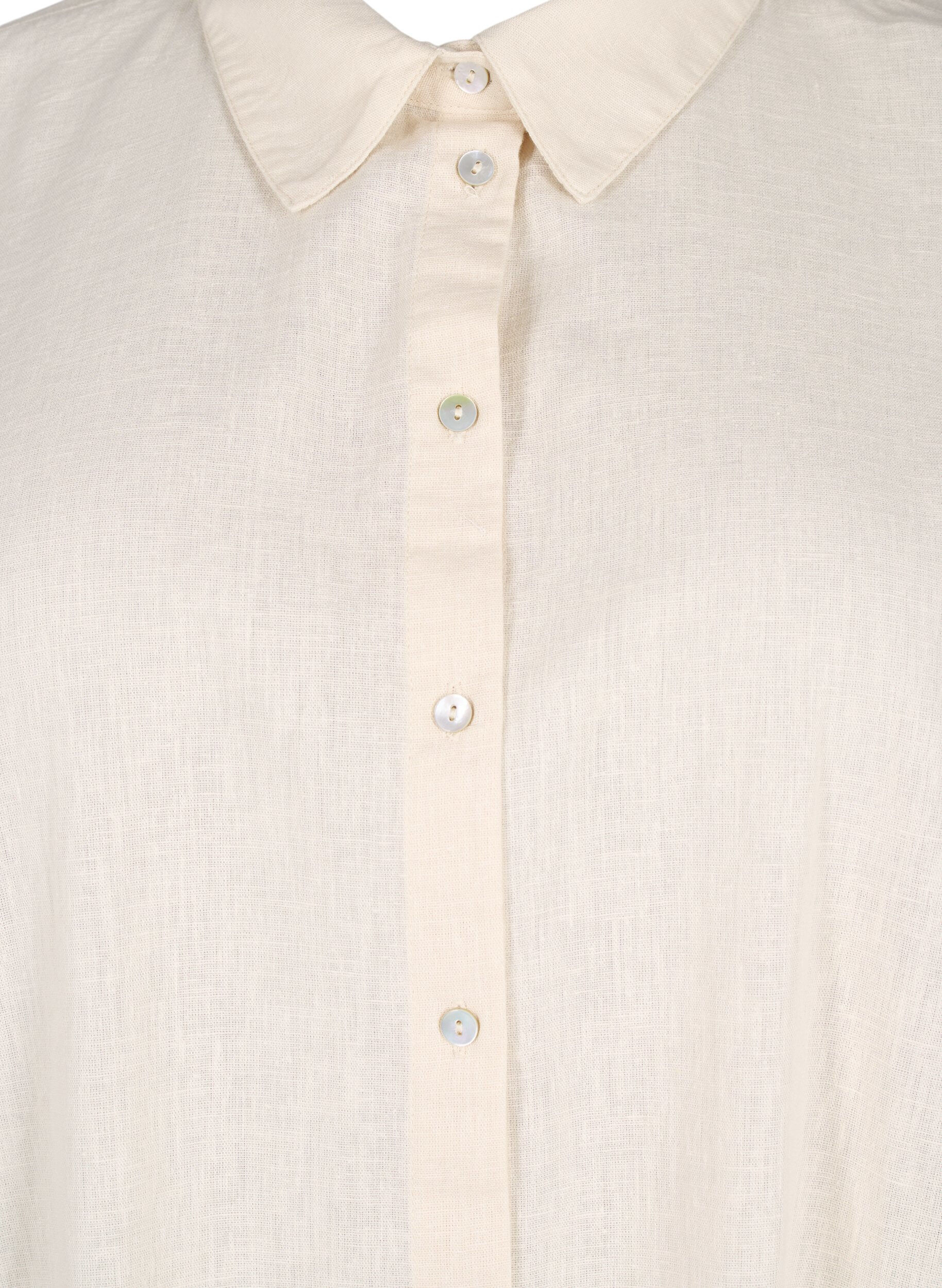 Zizzifashion Long shirt in cotton blend with linen, Beige, Packshot image number 2