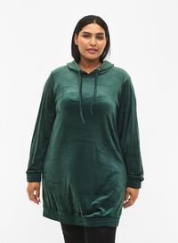 Hooded, velour sweatshirt dress , Scarab, Model