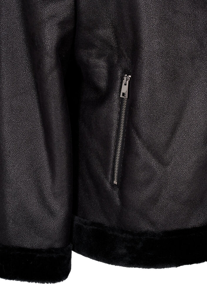 Faux leather pilot jacket, Black, Packshot image number 2