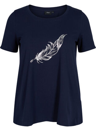 Short-sleeved t-shirt with print, Night Sky w. silver , Packshot image number 0
