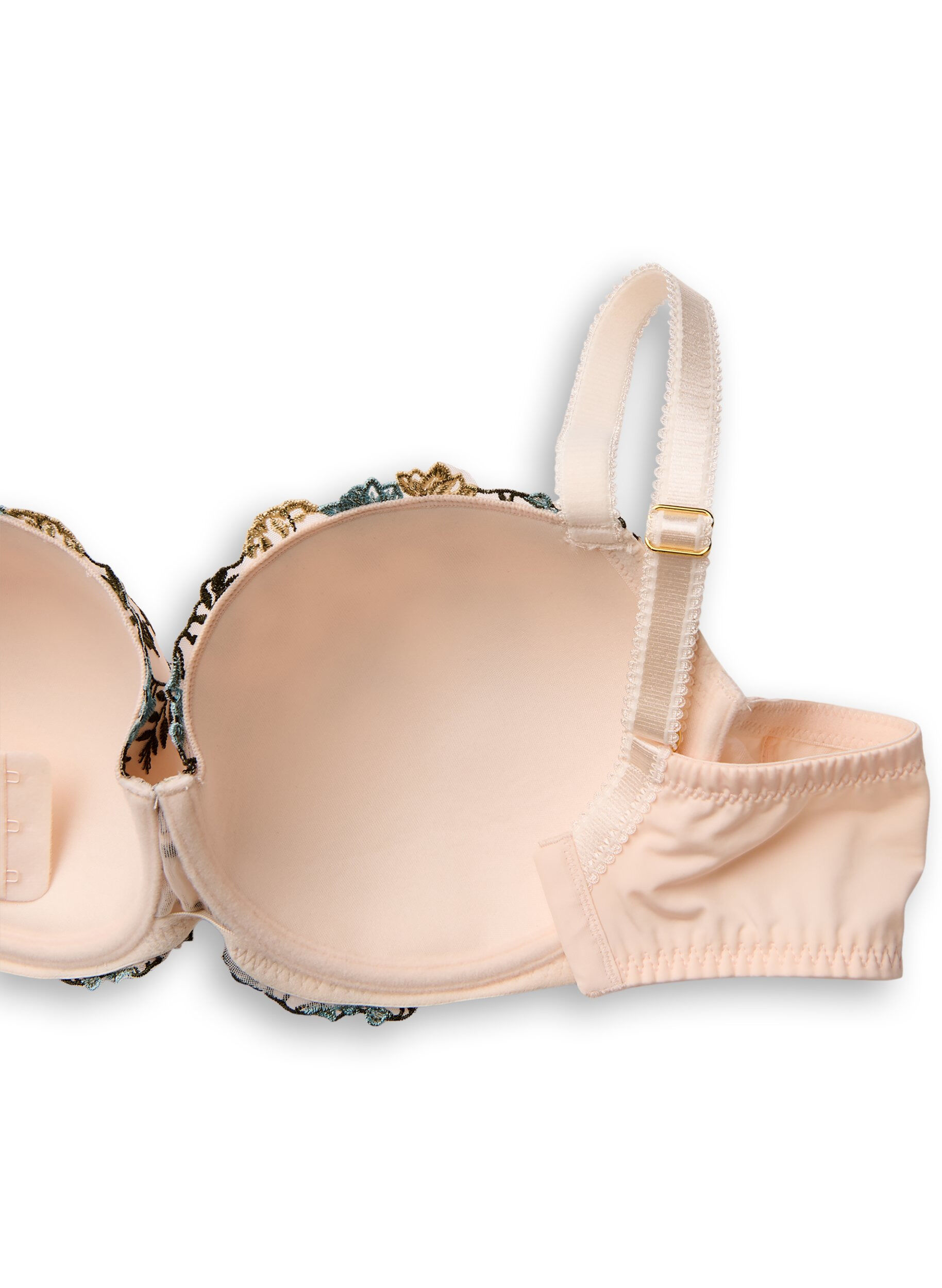Zizzifashion Moulded bra with embroidered flowers, Rose, Packshot image number 3