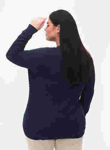 Patterned cotton cardigan, Navy Blazer, Model image number 1