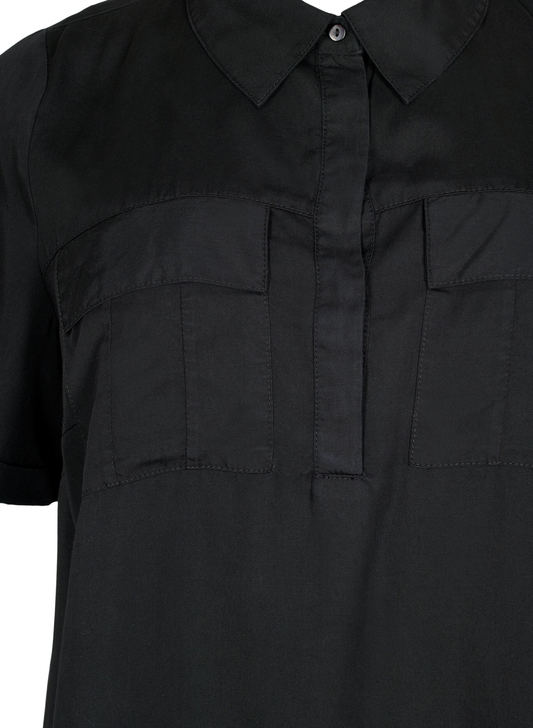 Zizzifashion Short-sleeved tunic in lyocell (TENCEL&trade;), Black, Packshot image number 2