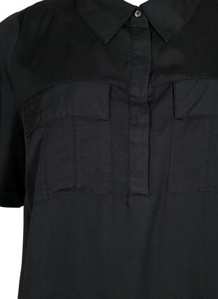 Short-sleeved tunic in lyocell (TENCEL™), Black, Packshot image number 2