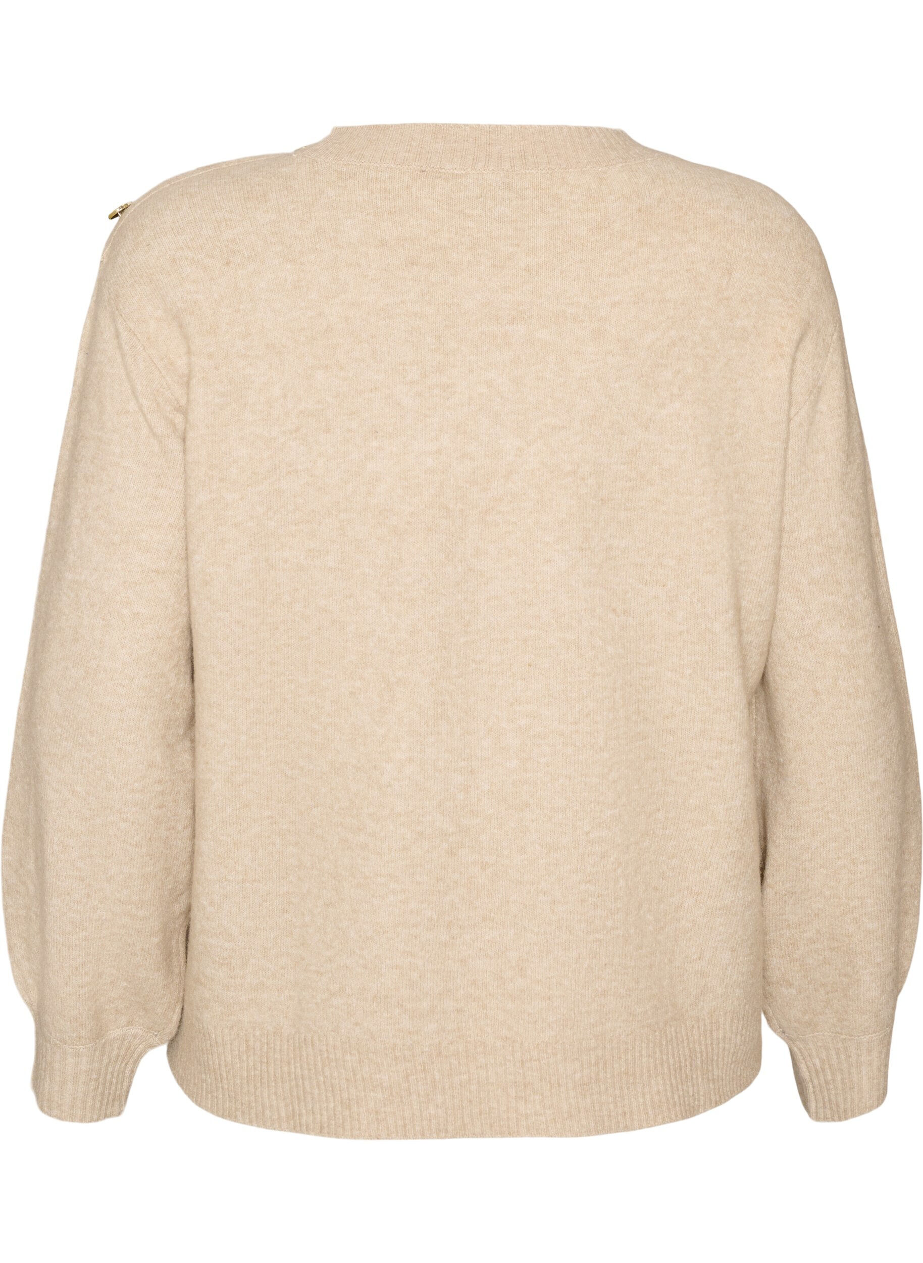 ZizzifashionKnit blouse with button detail, Beige, Packshot image number 1