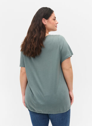 Short sleeved t-shirt with adjustable bottom, Balsam Green, Model image number 1