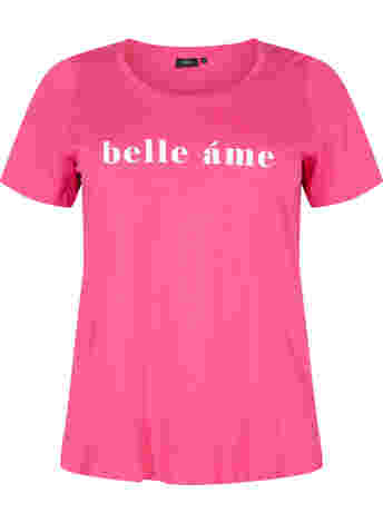 Short sleeve cotton t-shirt with text print