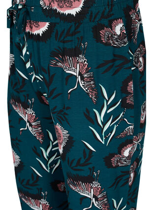 Floral viscose pyjama trousers, Deep Teal Flower, Packshot image number 2