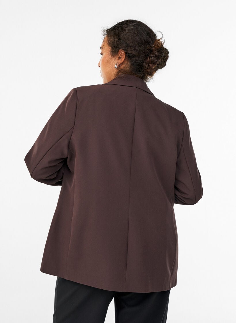 Classic blazer with button fastening, Brown, Model image number 2
