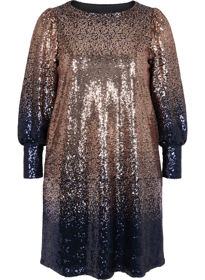 Sequin dress with balloon sleeves, Evening Blue Cobber, Packshot image number 0