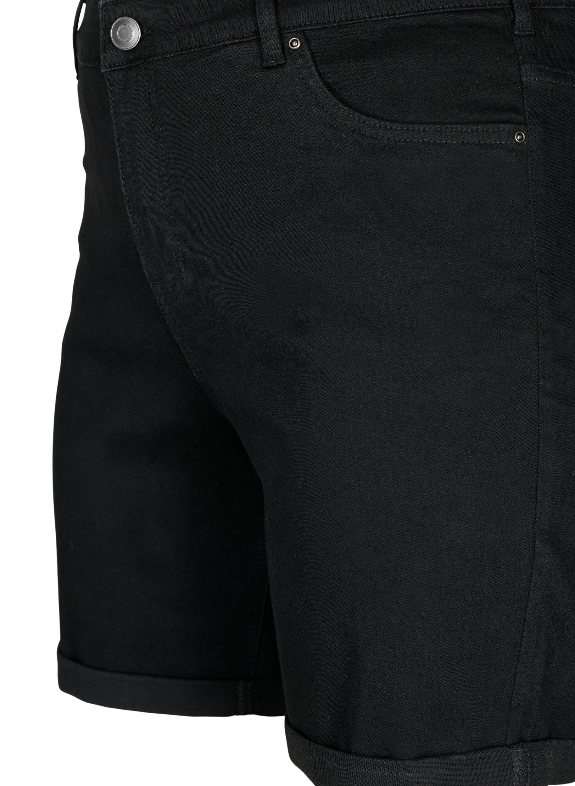 Zizzifashion Tight fitting denim shorts with a high waist, Black, Packshot image number 2