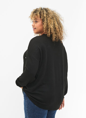 Long sleeve blouse with beads, Black, Model image number 1