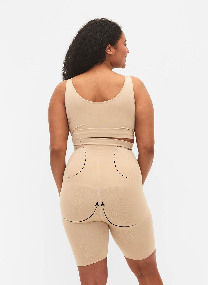 High waisted shapewear shorts, Beige, Model image number 2