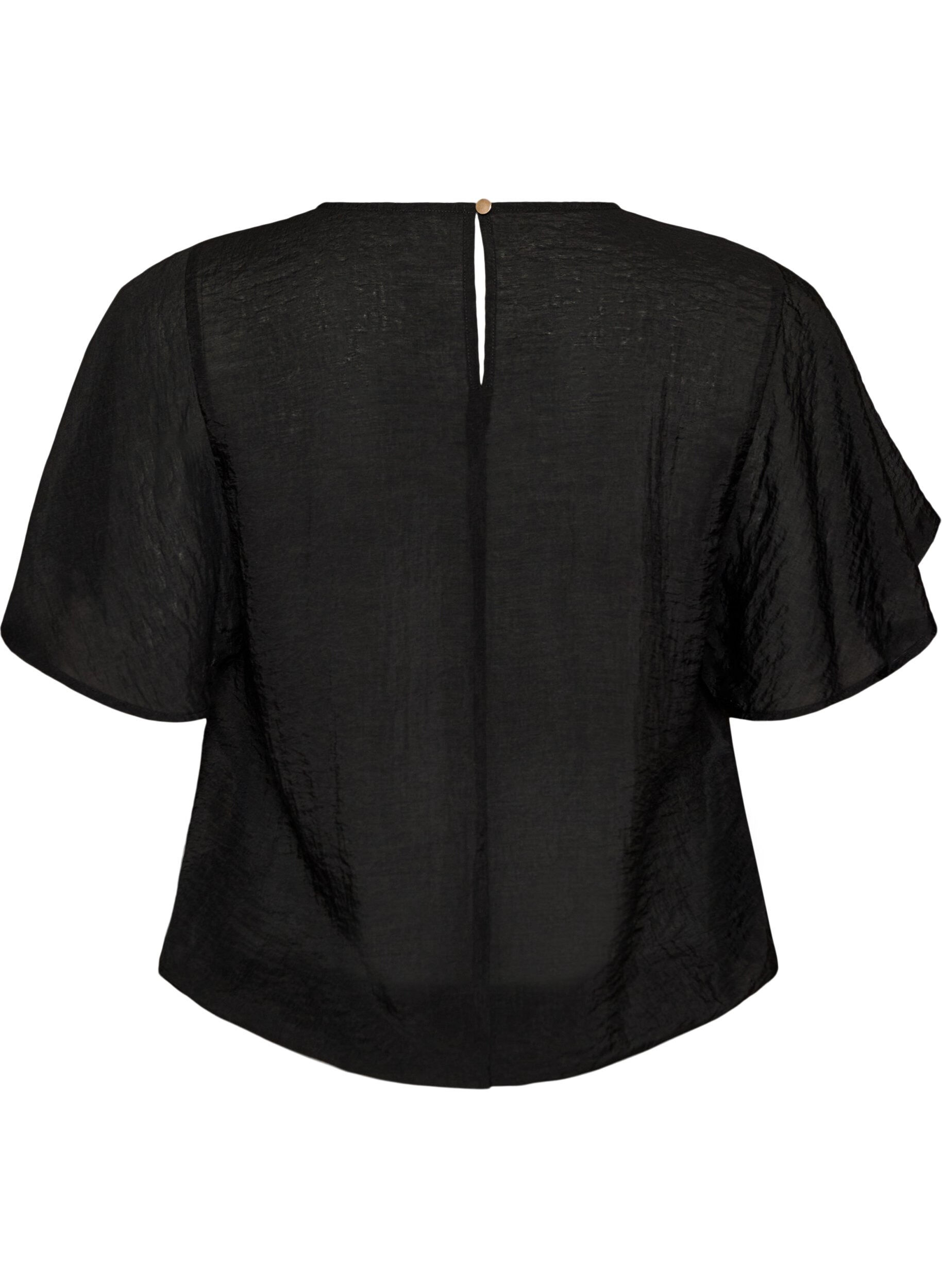 ZizzifashionBlouse with balloon shape and wing sleeves, Black, Packshot image number 1