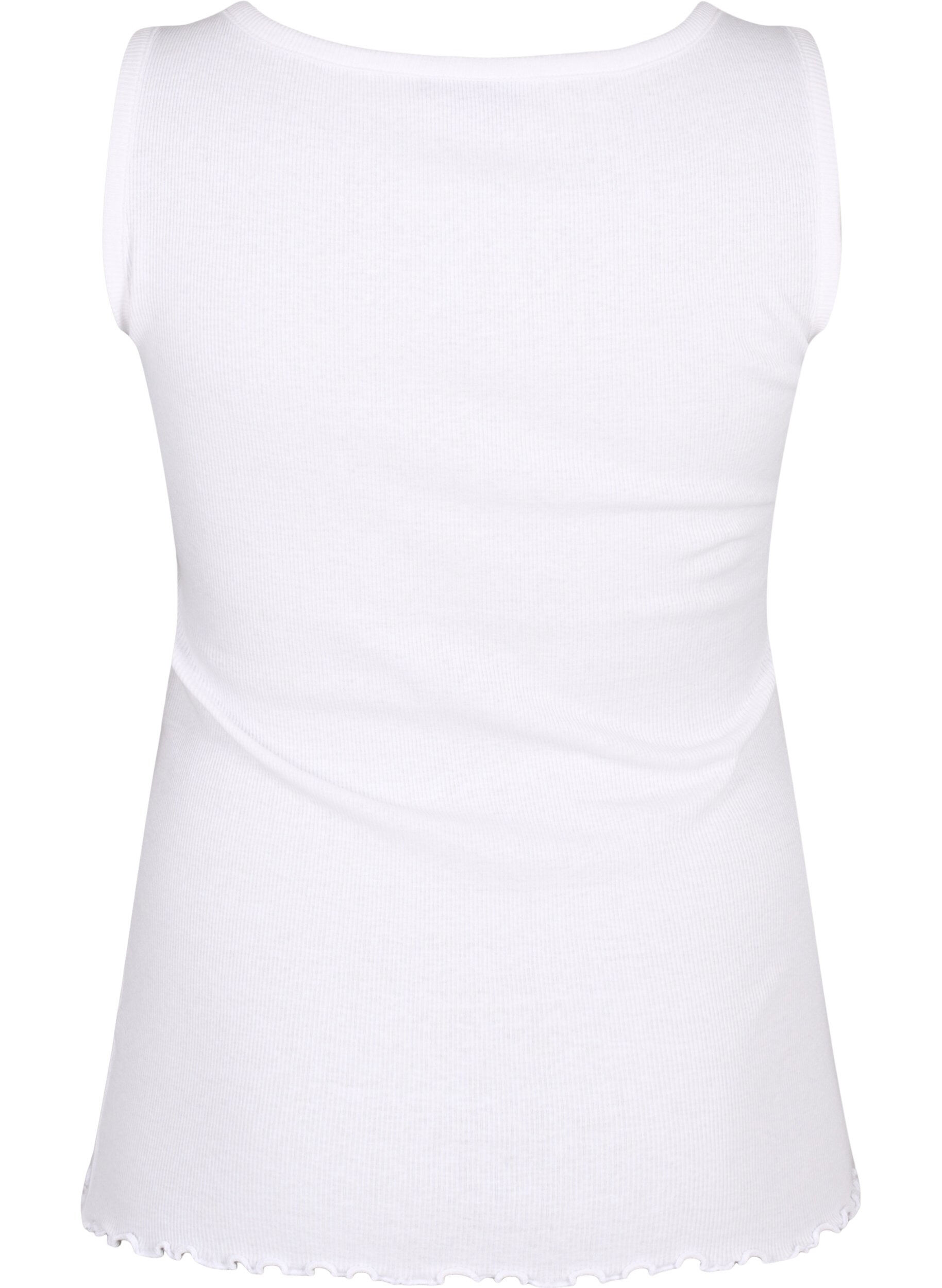 Zizzifashion Rib tank top with buttons, Bright White, Packshot image number 1