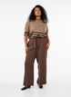 Loose trousers with high waist and tie belt, Brown, Model image number 0